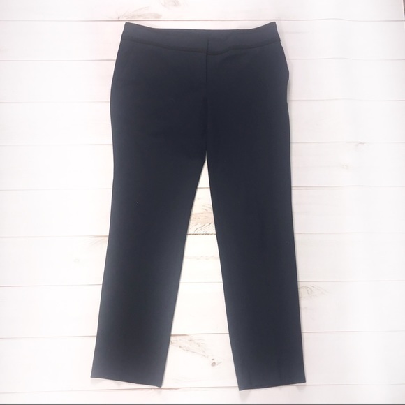 Ann Taylor 8P navy with black piping crop straight‎ leg classic career pants - Picture 9 of 9